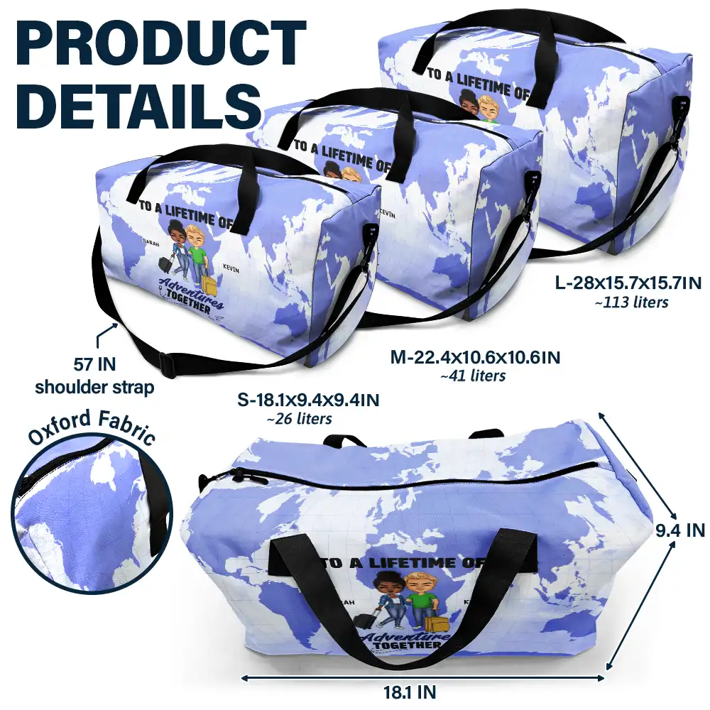 Couple Travel Partners For Life - Personalized Duffle Bag - Image 6