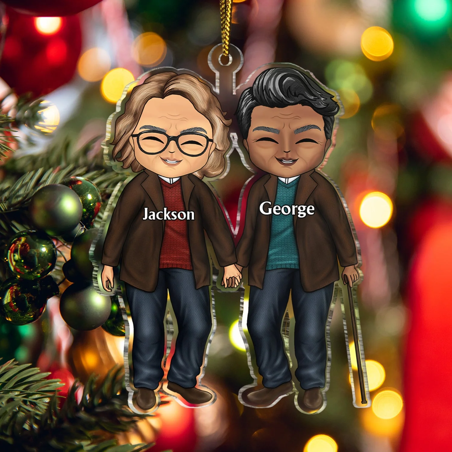 Couple Walking - Christmas Gift For Lover, Husband, Wife, Couples - Personalized Cutout Acrylic Ornament - Image 5