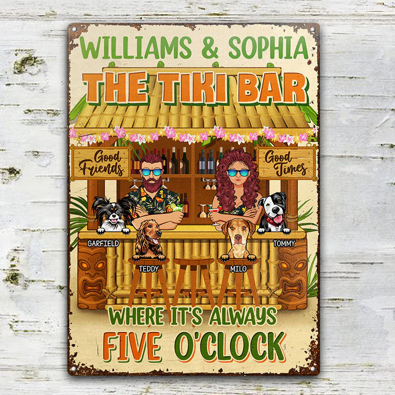 Couple Where It's Always Five O'Clock - Tiki Bar Decor - Personalized Custom Classic Metal Signs - Image 2