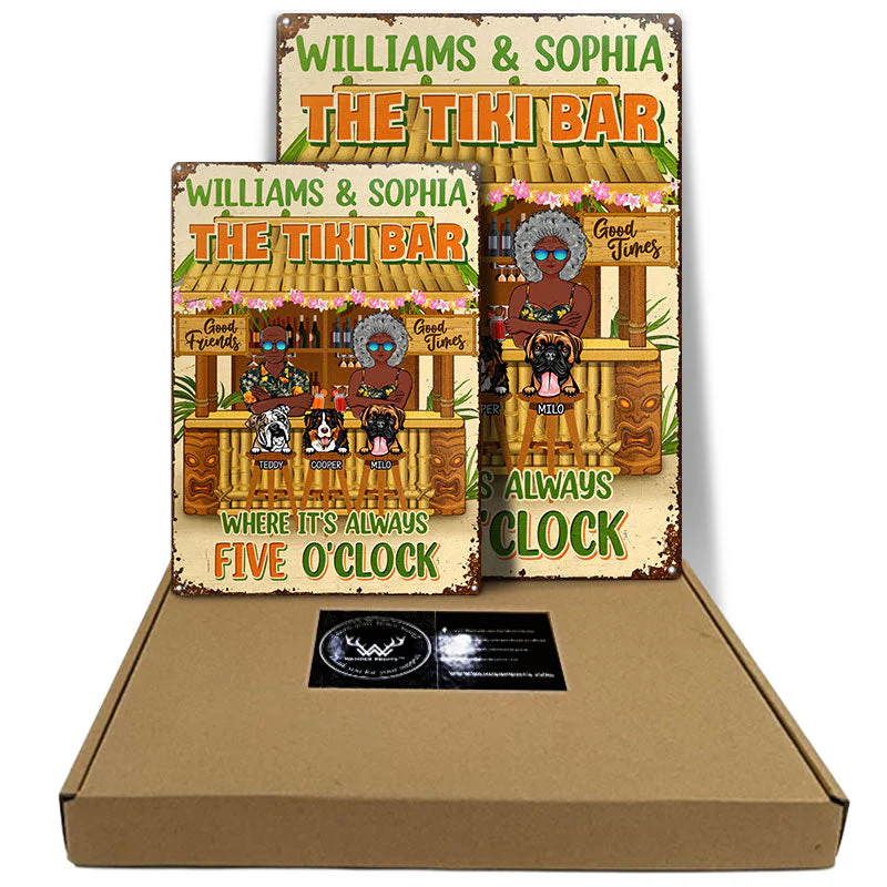 Couple Where It's Always Five O'Clock - Tiki Bar Decor - Personalized Custom Classic Metal Signs - Image 3