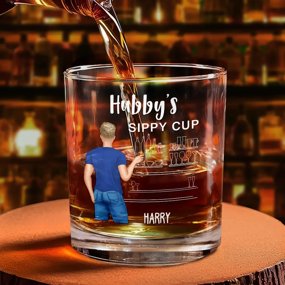 Couple Wifey Hubby's Sippy Cup - Personalized Combo Wine & Whiskey Glass - Image 4