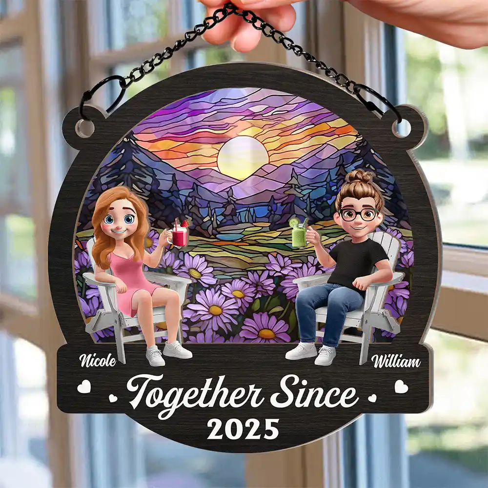 Couple You And Me We Got This Beach Lake Campsite View - Personalized Window Hanging Suncatcher Ornament - Image 2