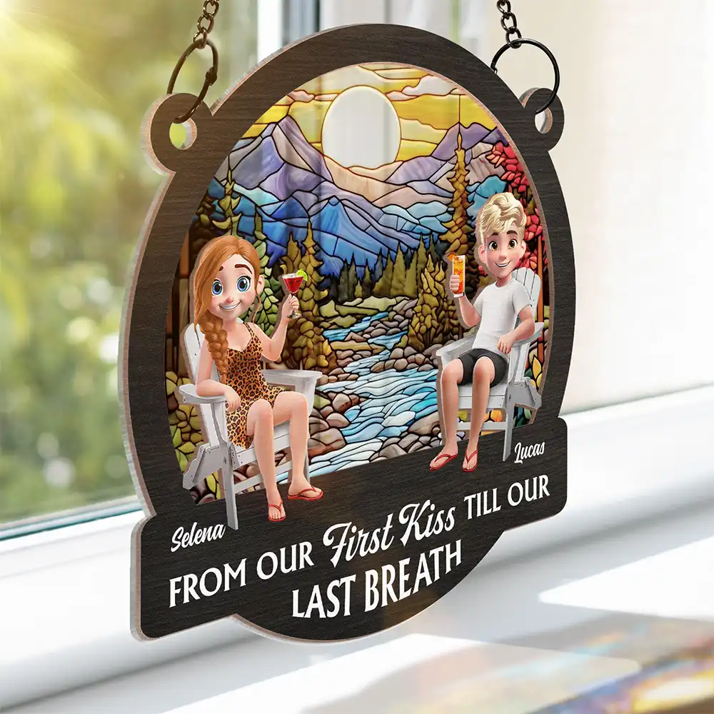 Couple You And Me We Got This Beach Lake Campsite View - Personalized Window Hanging Suncatcher Ornament - Image 3