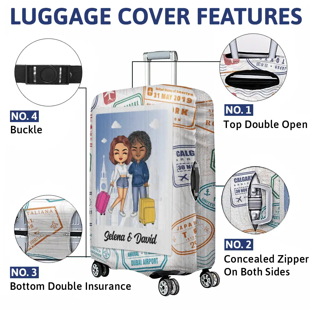 Couple You Are My Greatest Adventure - Personalized Luggage Cover - Image 4