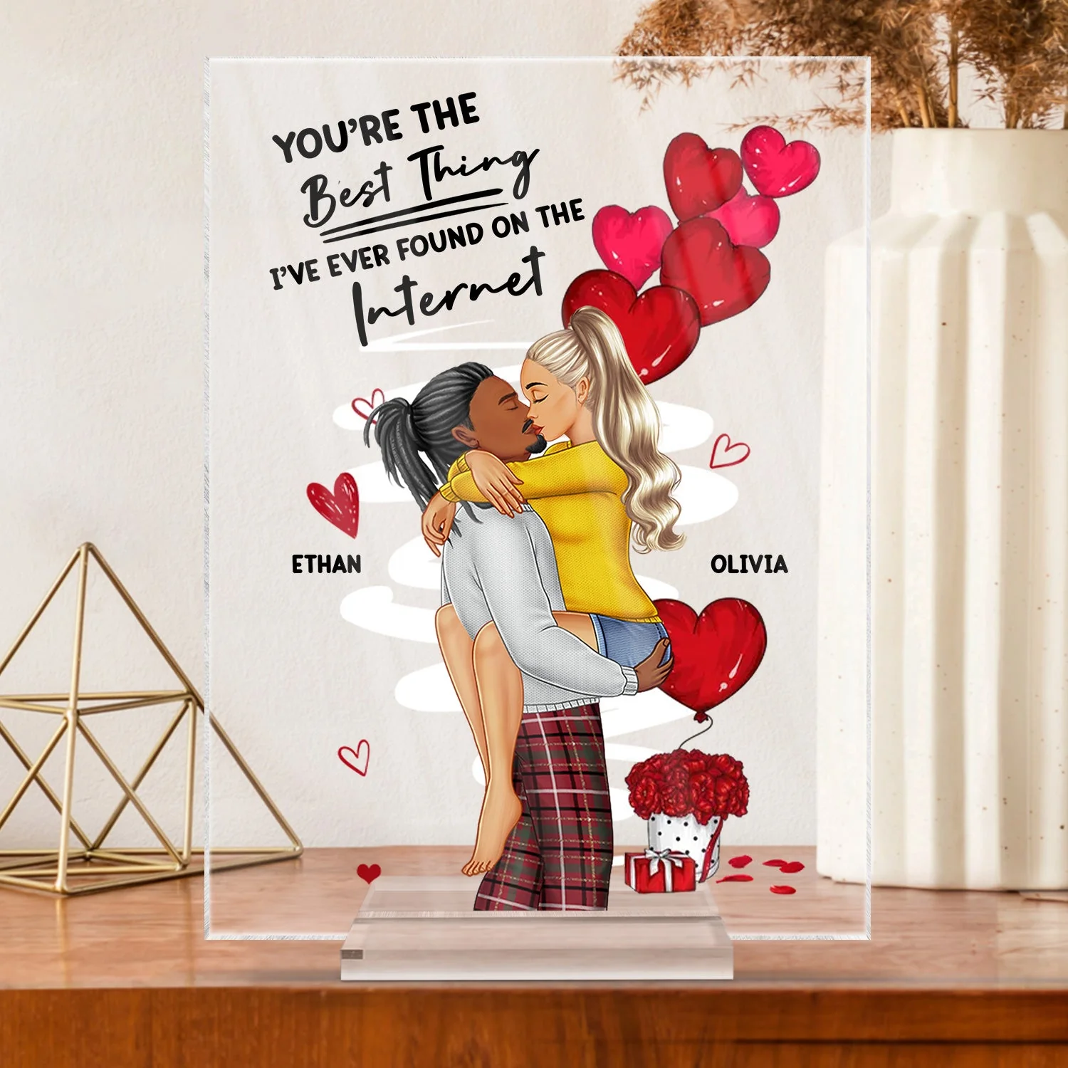 Couple You Are The Best Thing Found On Internet - Gift For Couples - Personalized Vertical Rectangle Acrylic Plaque - Image 3