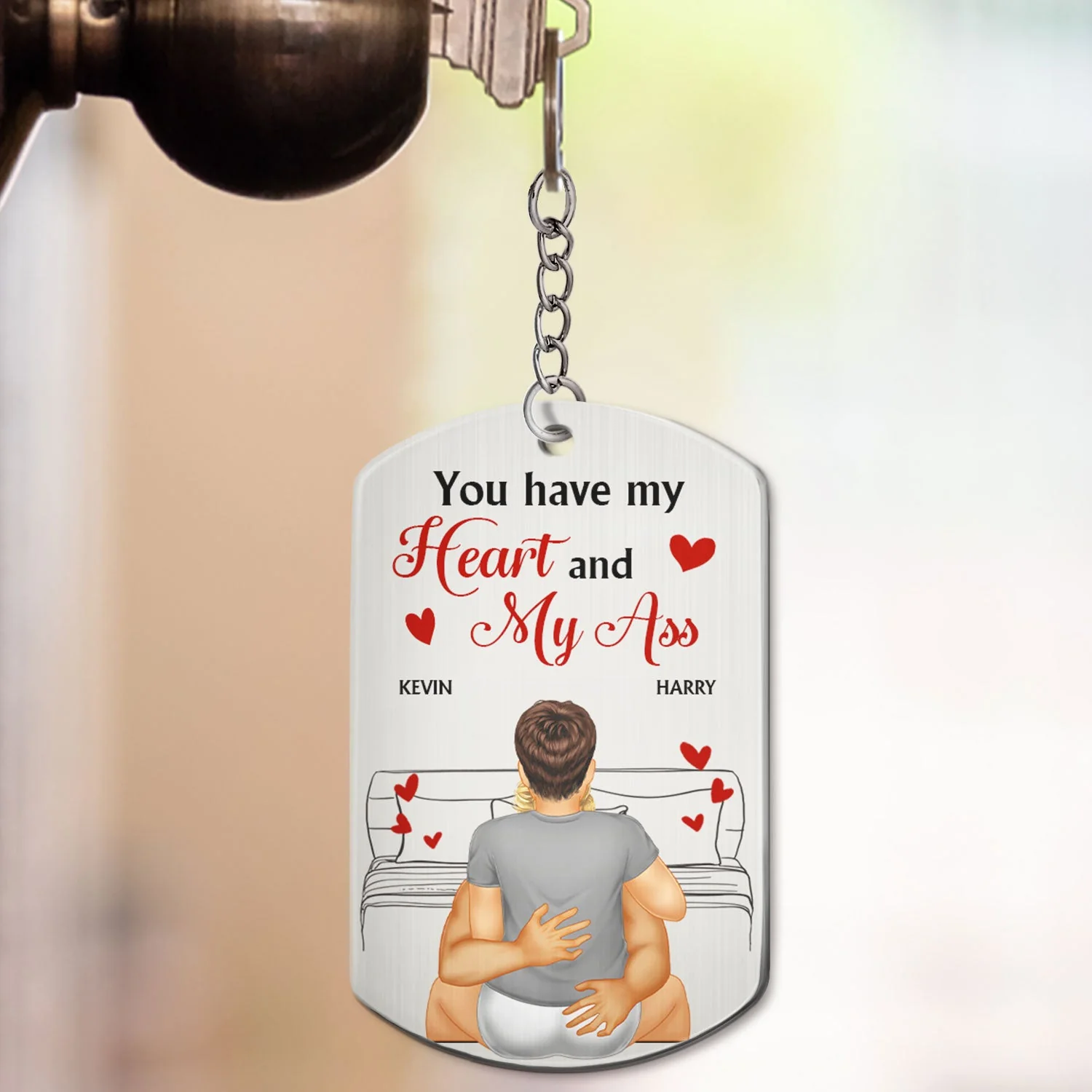 Couple You Have My Heart And My - Gift For Couples - Personalized Aluminum Keychain - Image 3