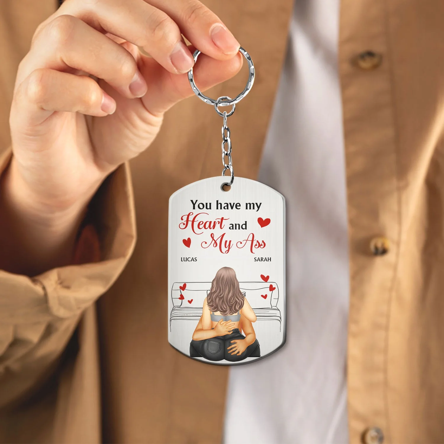 Couple You Have My Heart And My - Gift For Couples - Personalized Aluminum Keychain - Image 4