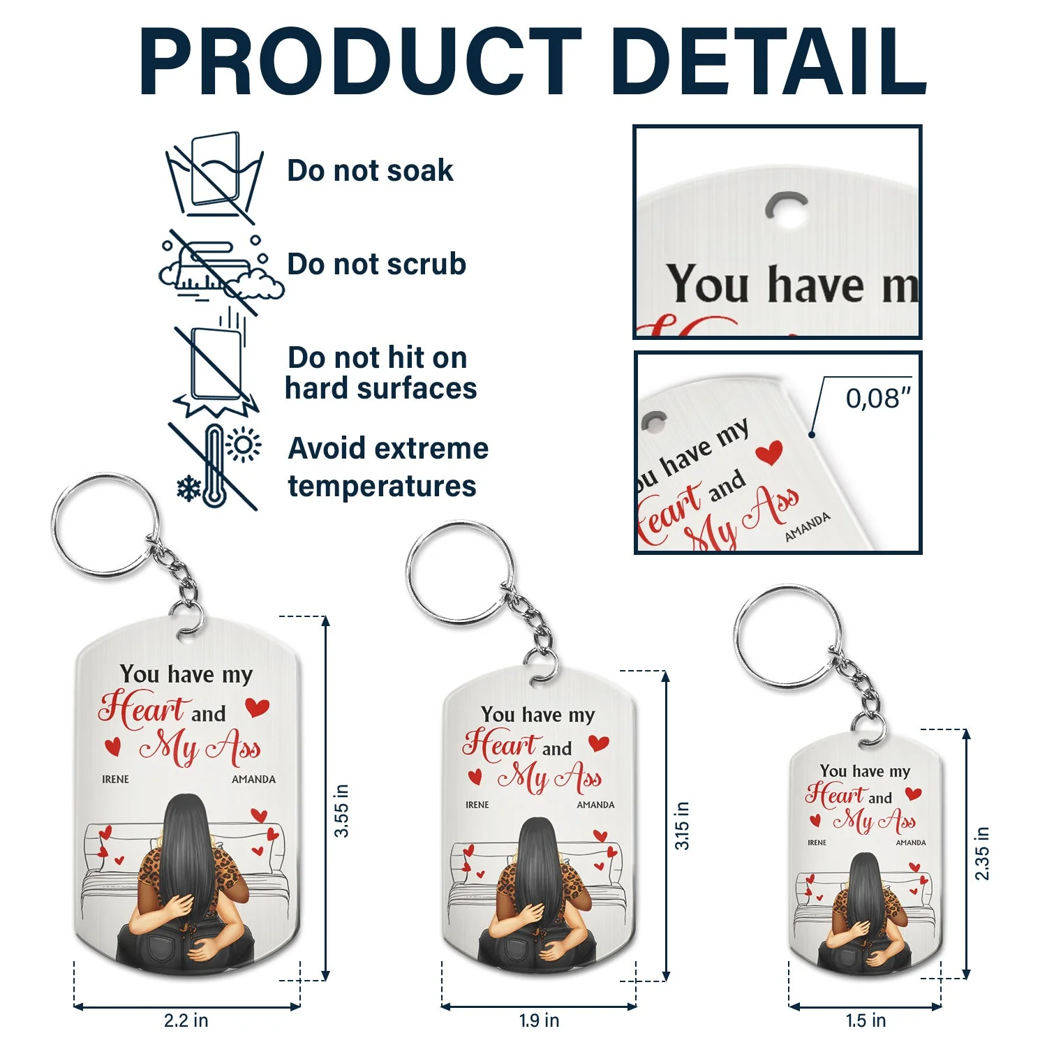 Couple You Have My Heart And My - Gift For Couples - Personalized Aluminum Keychain - Image 5
