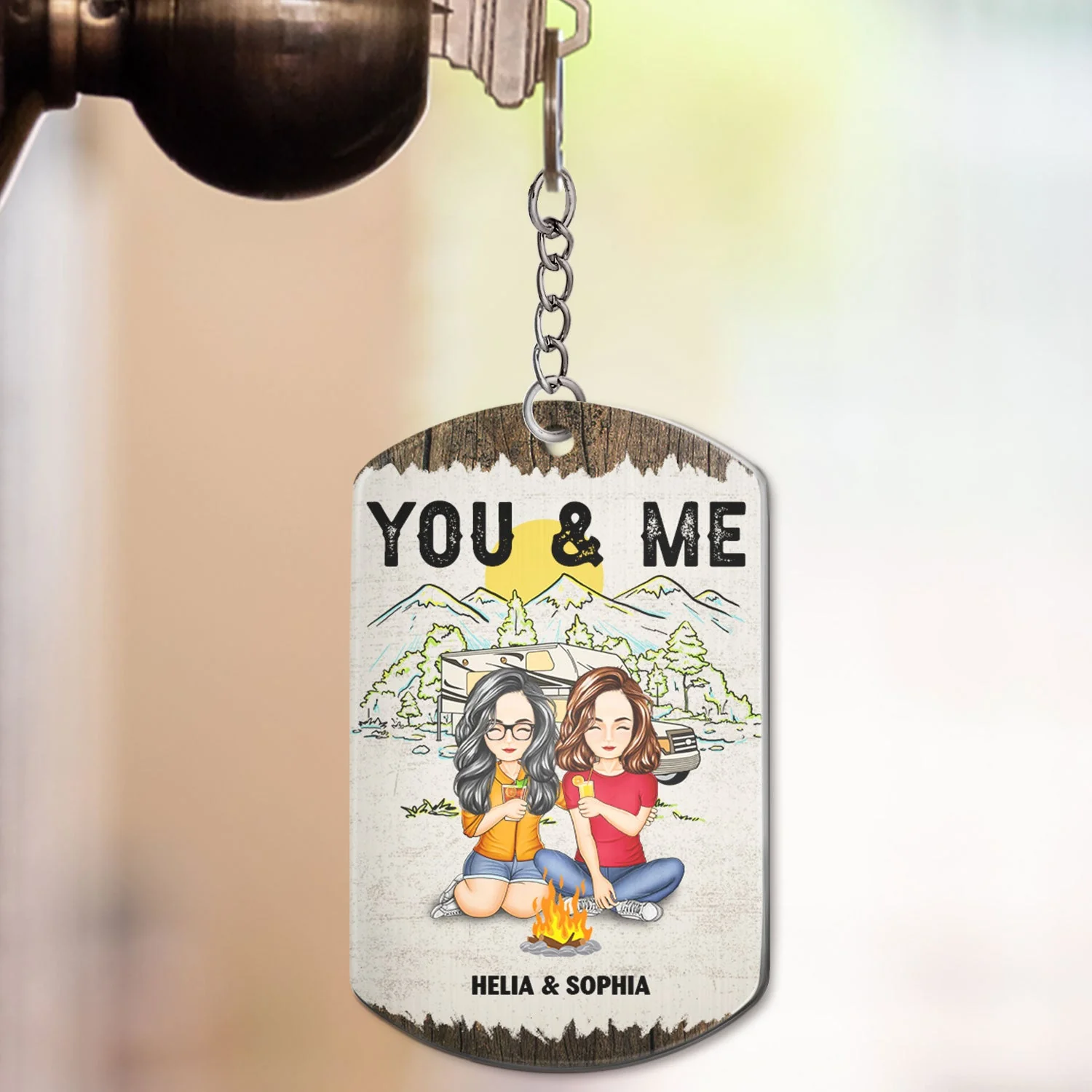 Couple You & Me And The Dogs - Gift For Camping Couples, Husband, Wife, Dog Lovers - Personalized Aluminum Keychain - Image 3