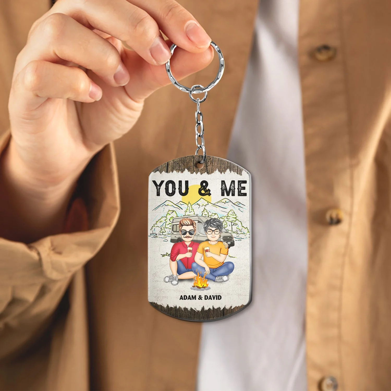 Couple You & Me And The Dogs - Gift For Camping Couples, Husband, Wife, Dog Lovers - Personalized Aluminum Keychain - Image 4