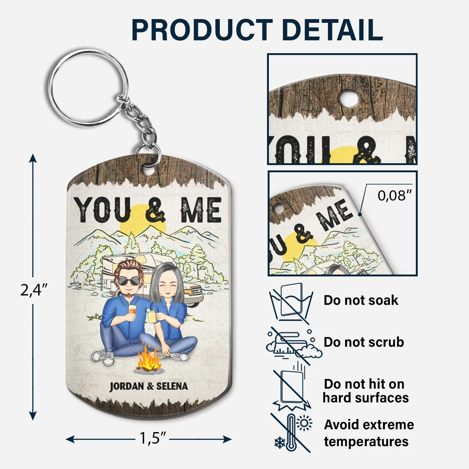 Couple You & Me And The Dogs - Gift For Camping Couples, Husband, Wife, Dog Lovers - Personalized Aluminum Keychain - Image 5