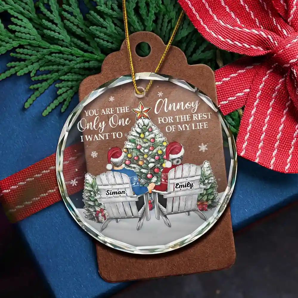 Couple You Will Forever Be My Always - Personalized Circle Glass Ornament - Image 5
