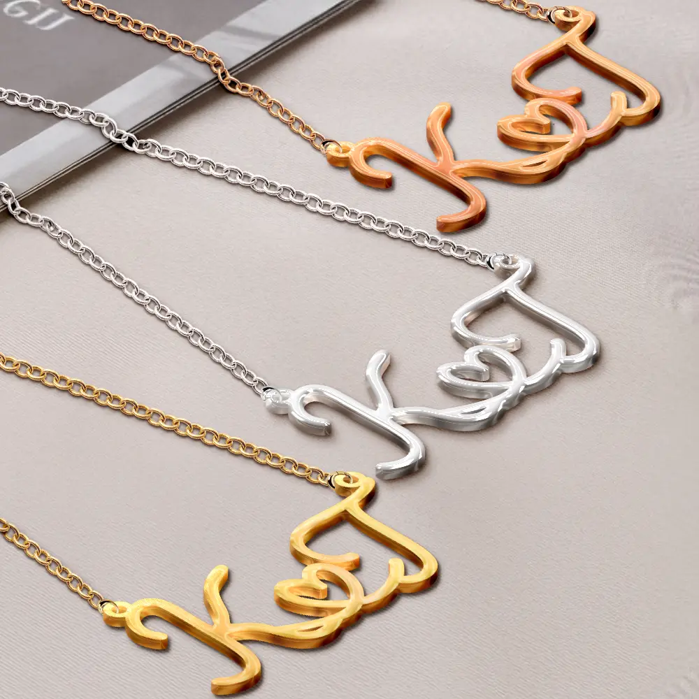 Couples Best Friends Initials Sign Name - Personalized Letter Necklace - Image 2
