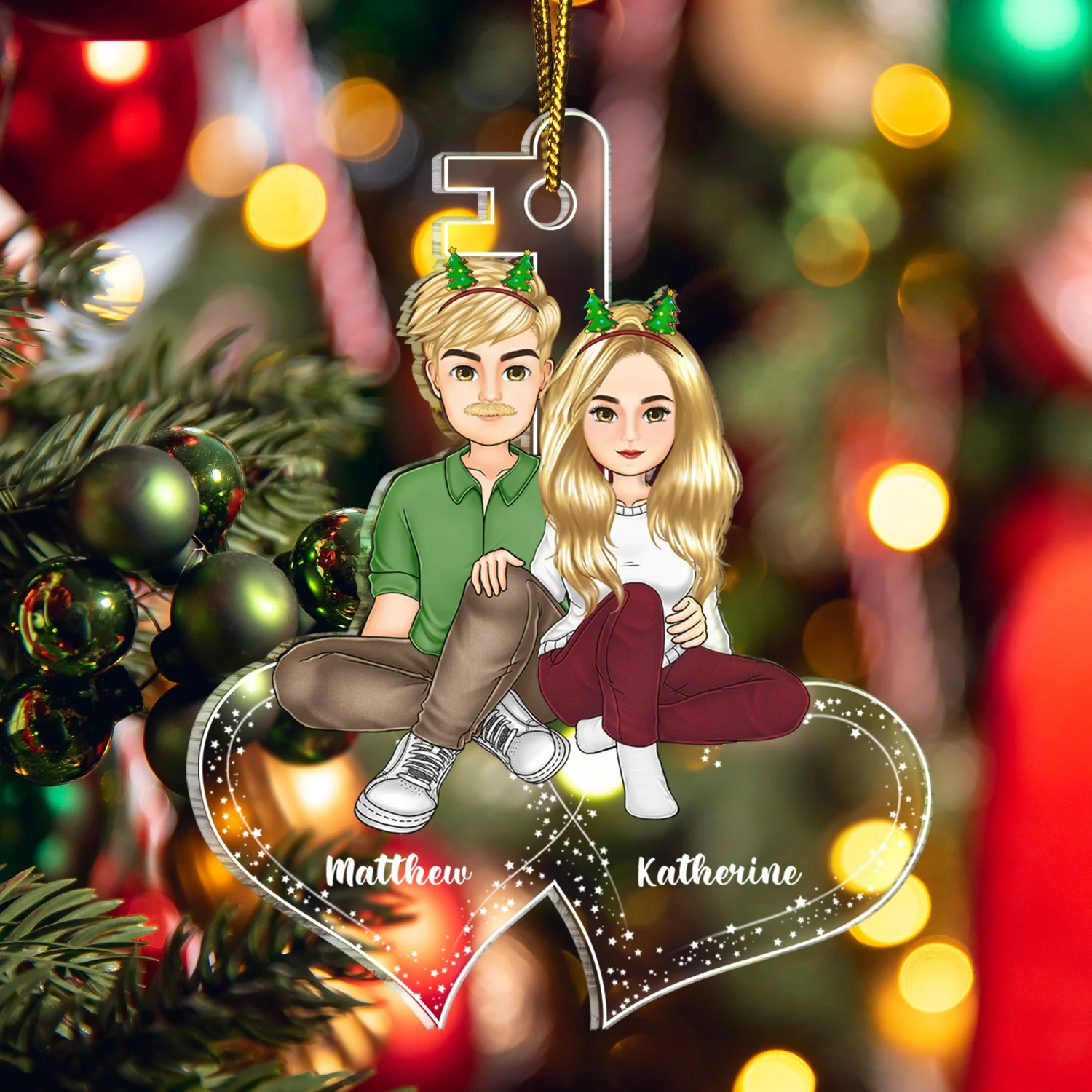 Couples Love Key - Christmas Gift For Couples - Personalized Cutout Acrylic Ornament - Image 5