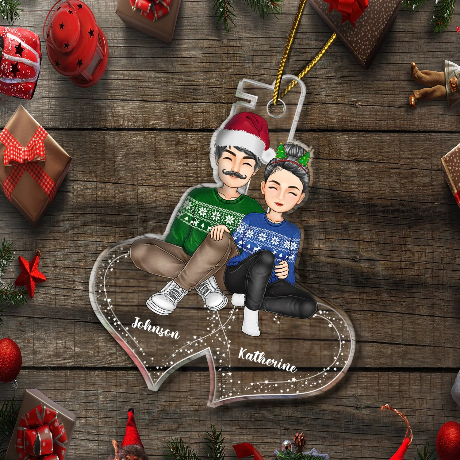 Couples Love Key - Christmas Gift For Couples - Personalized Cutout Acrylic Ornament - Image 6
