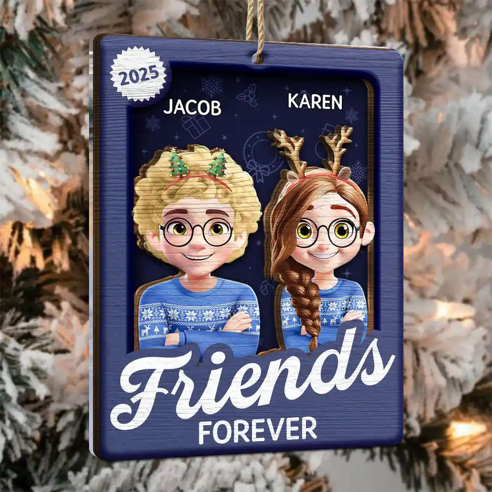 Cousins Sibling Forever Toy Box 3D Effect Family - Personalized 2-Layered Mix Ornament - Image 4
