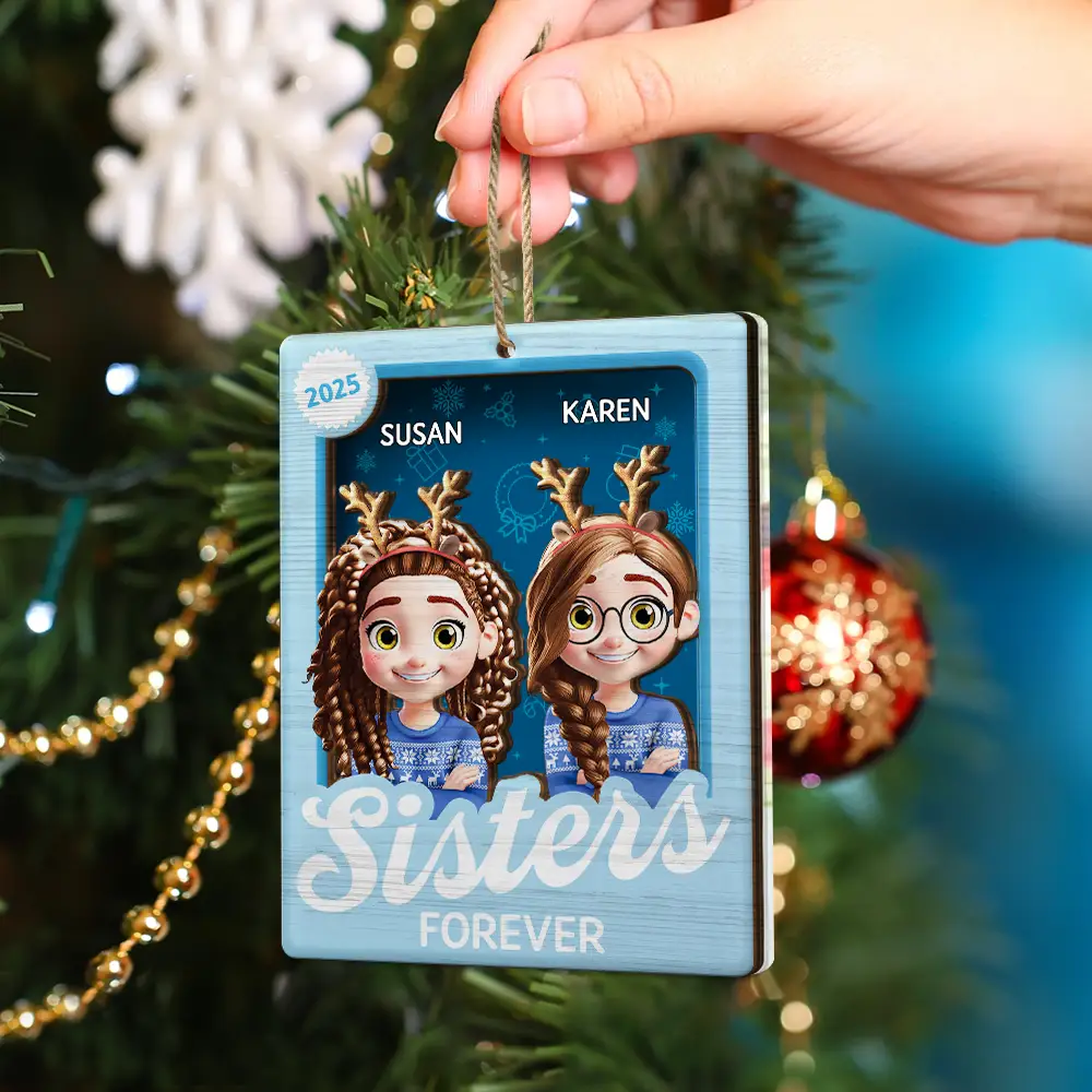 Cousins Sibling Forever Toy Box 3D Effect Family - Personalized 2-Layered Mix Ornament - Image 5