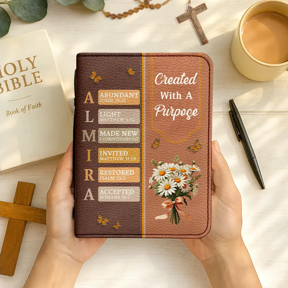 Created With A Purpose Birth Month Flower - Personalized Bible Cover - Image 2