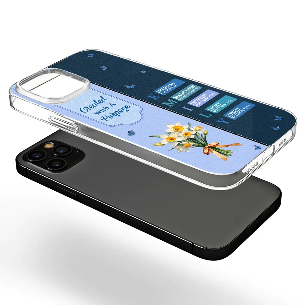 Created With A Purpose Birth Month Flower - Personalized Clear Phone Case - Image 5