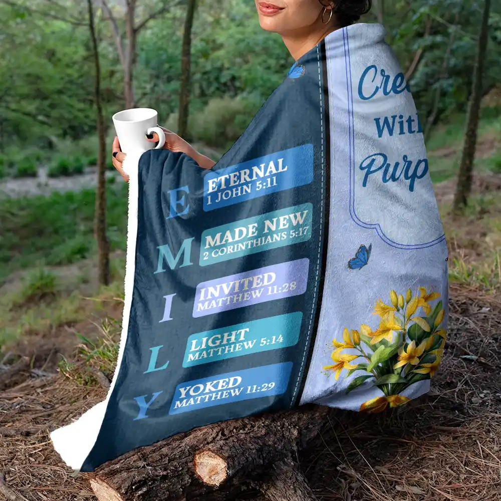 Created With A Purpose Birth Month Flower - Personalized Fleece Blanket, Sherpa Blanket - Image 5