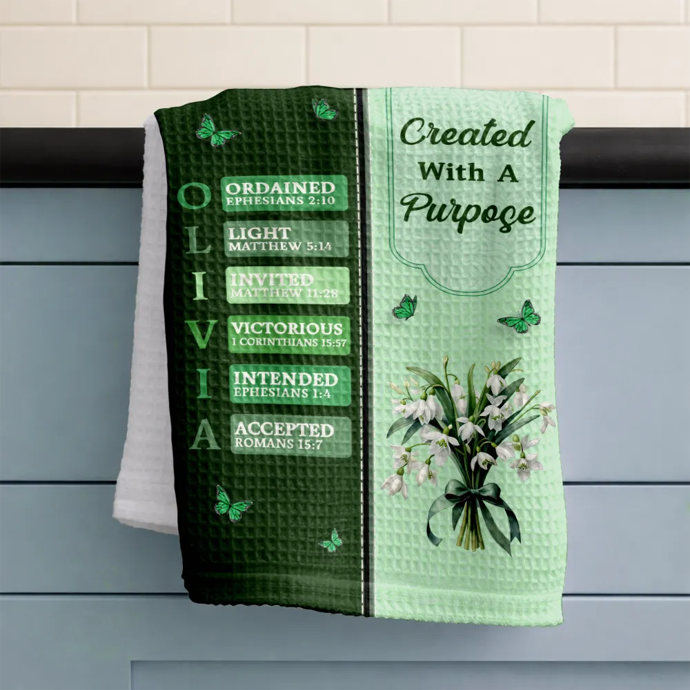 Created With A Purpose Birth Month Flower - Personalized Kitchen Towel - Image 3