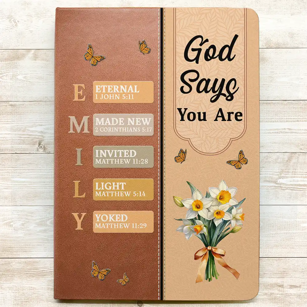 Created With A Purpose Birth Month Flower - Personalized Leather Journal - Image 4