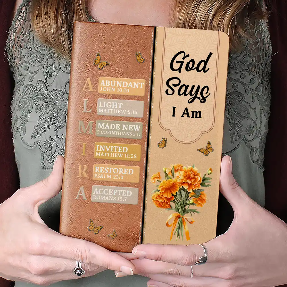 Created With A Purpose Birth Month Flower - Personalized Leather Journal - Image 5