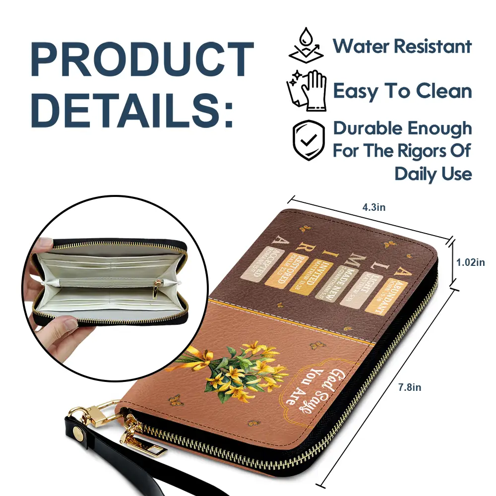 Created With A Purpose Birth Month Flower - Personalized Leather Long Wallet - Image 6