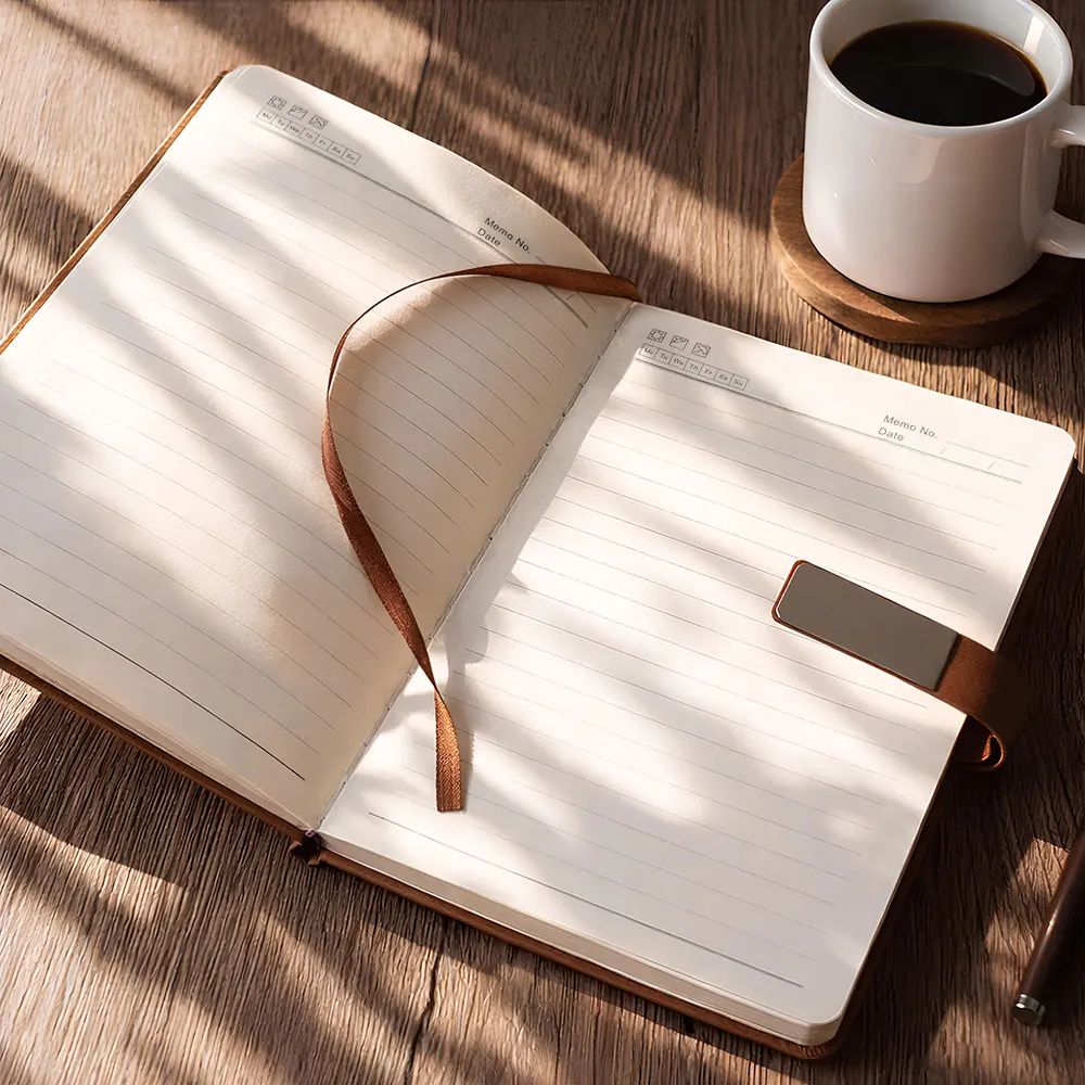 Created With A Purpose Birth Month Flower - Personalized Leather Notebook Set - Image 5