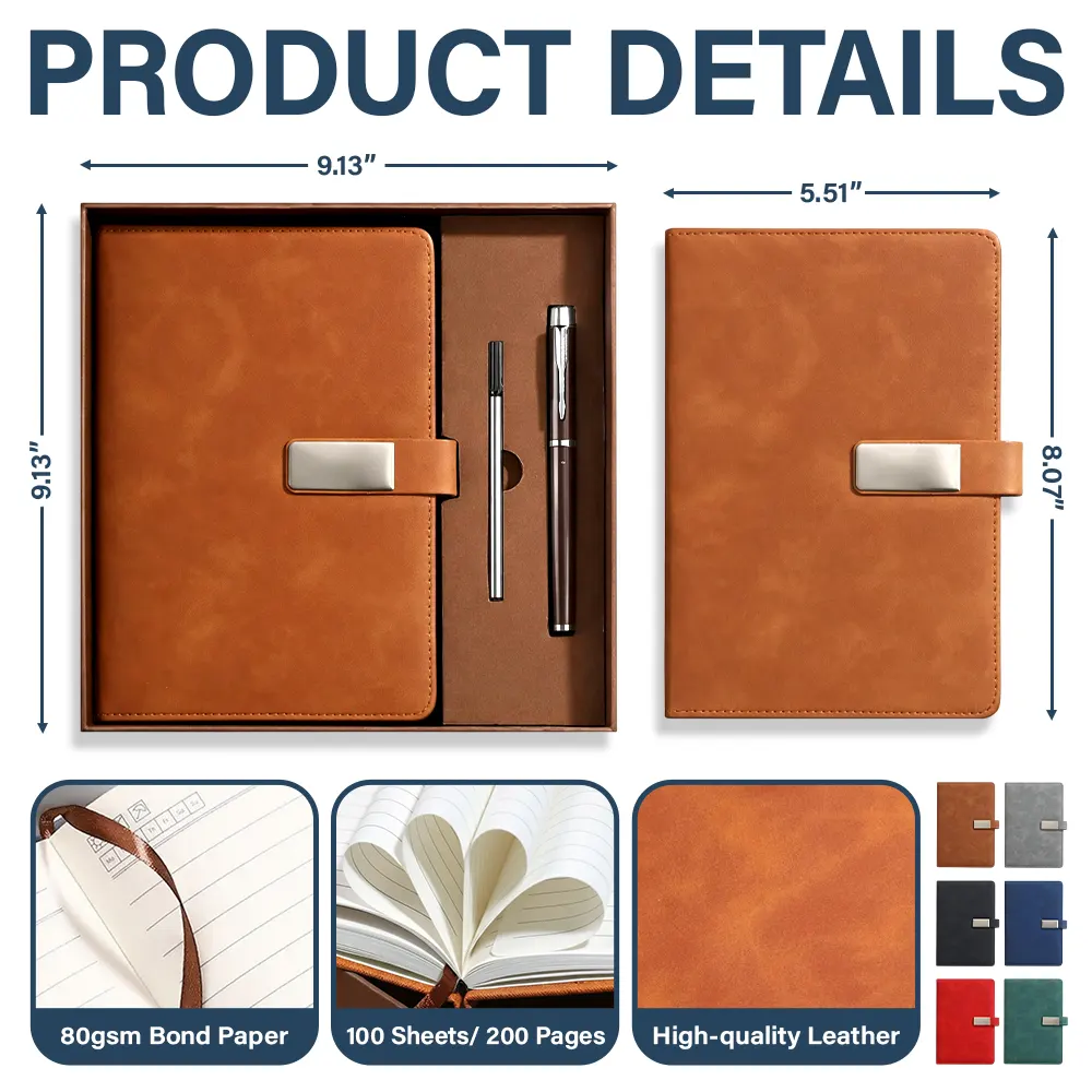 Created With A Purpose Birth Month Flower - Personalized Leather Notebook Set - Image 6