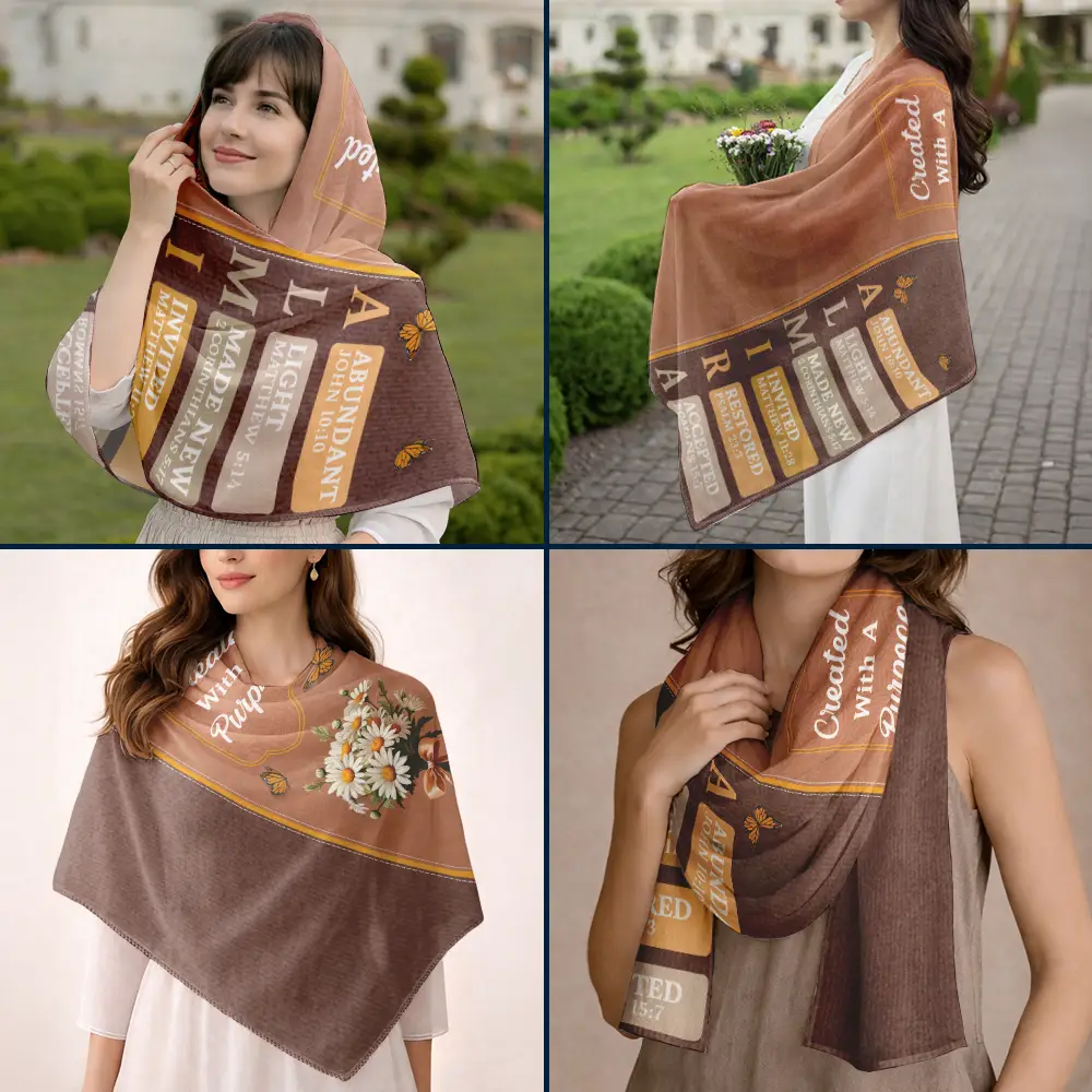 Created With A Purpose Birth Month Flower - Personalized Lightweight Soft Shawl - Image 6