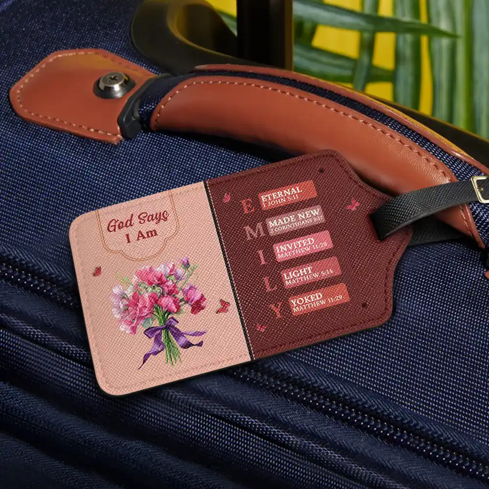 Created With A Purpose Birth Month Flower - Personalized Luggage Tag - Image 2
