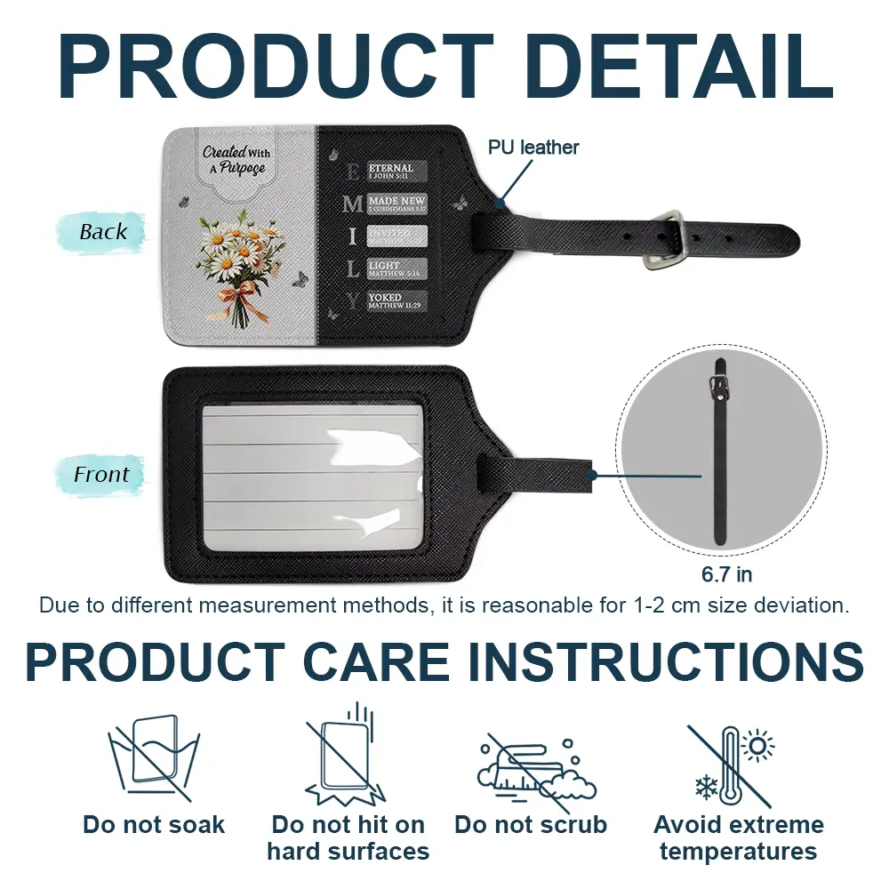 Created With A Purpose Birth Month Flower - Personalized Luggage Tag - Image 4