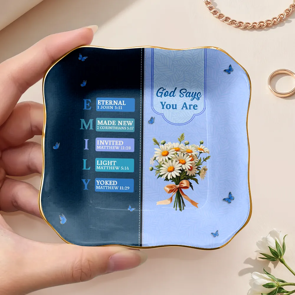 Created With A Purpose Birth Month Flower - Personalized Ring Dish - Image 3