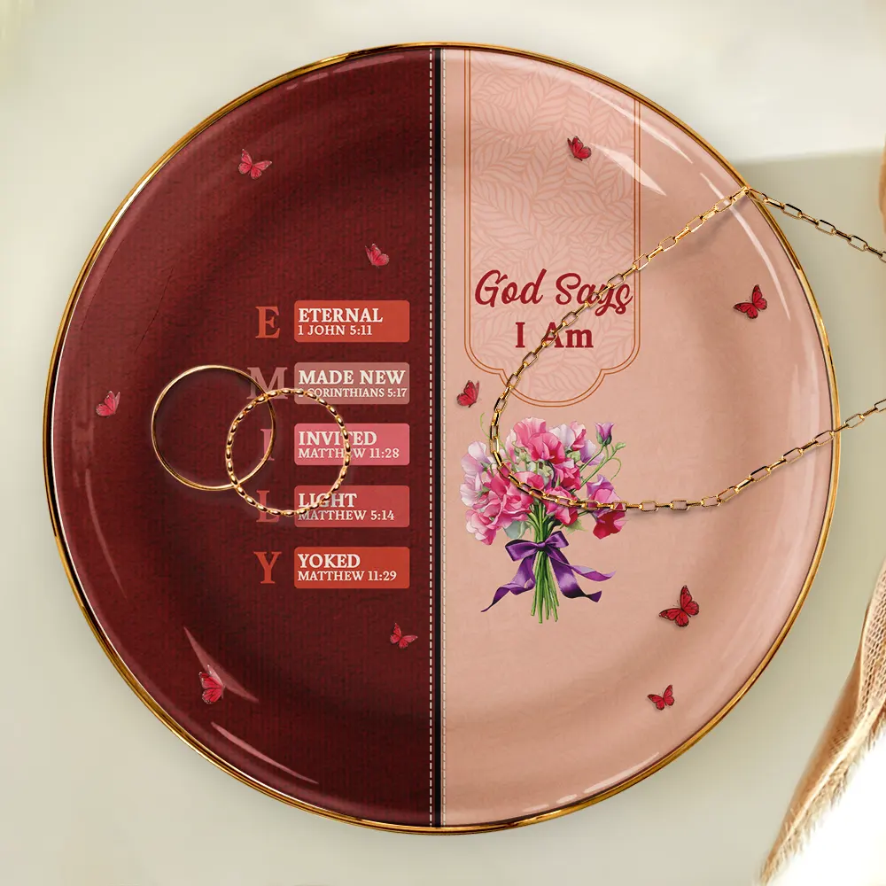 Created With A Purpose Birth Month Flower - Personalized Ring Dish - Image 4