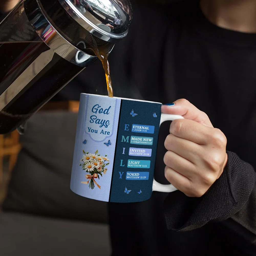 Created With A Purpose Birth Month Flower - Personalized White Edge-to-Edge Mug - Image 4