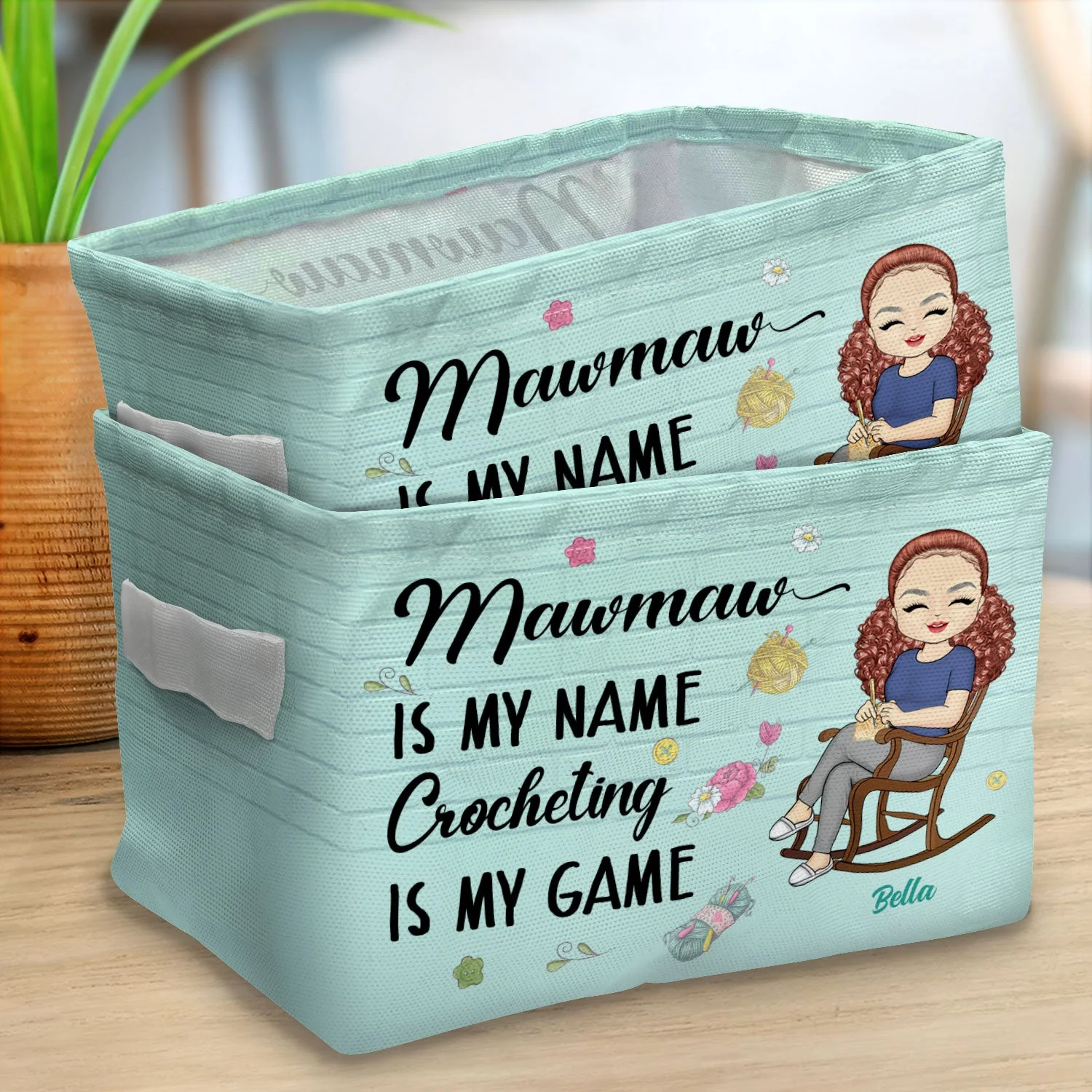 Crocheting Is My Game - Gift For Grandma & Mother - Personalized Storage Box - Image 2