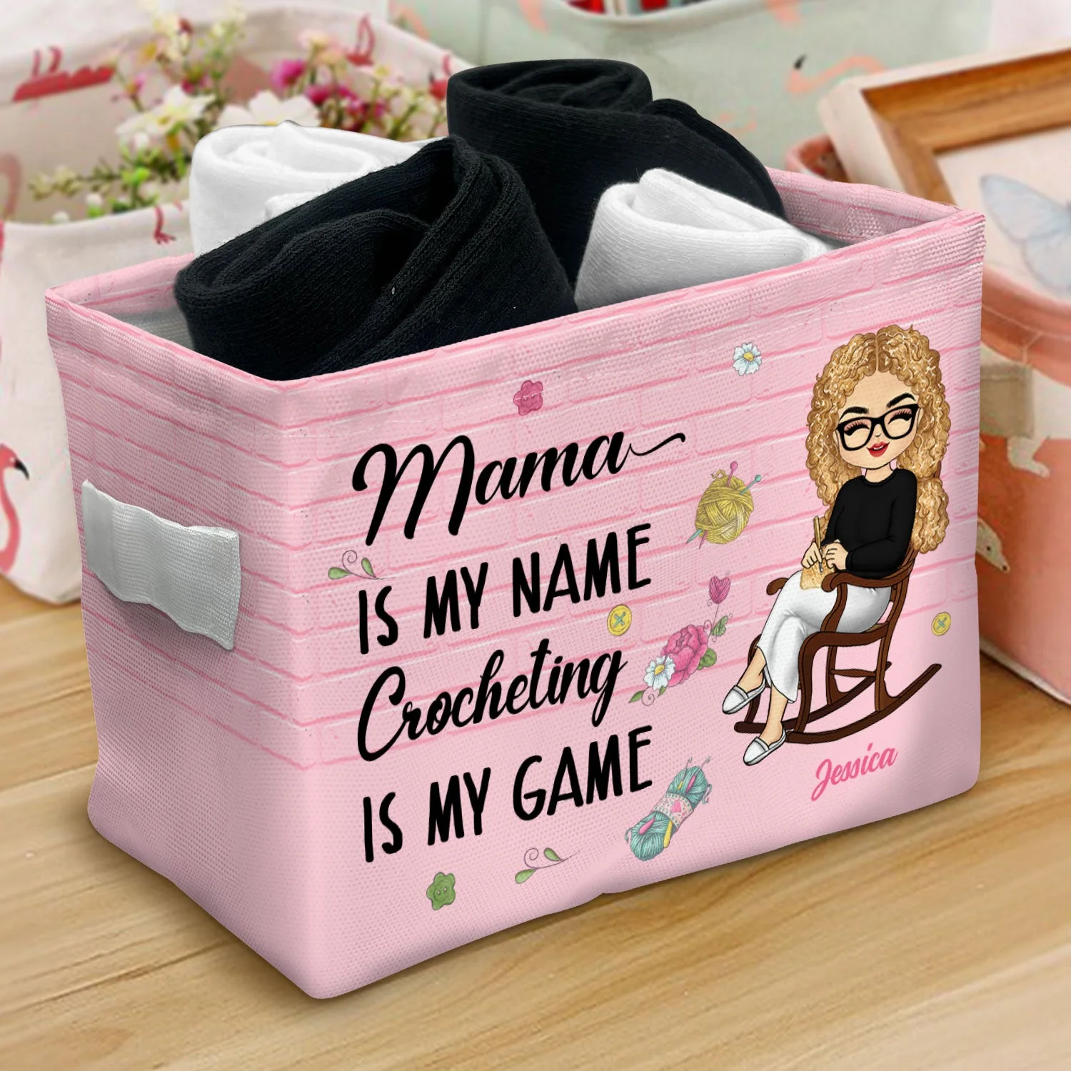 Crocheting Is My Game - Gift For Grandma & Mother - Personalized Storage Box - Image 3