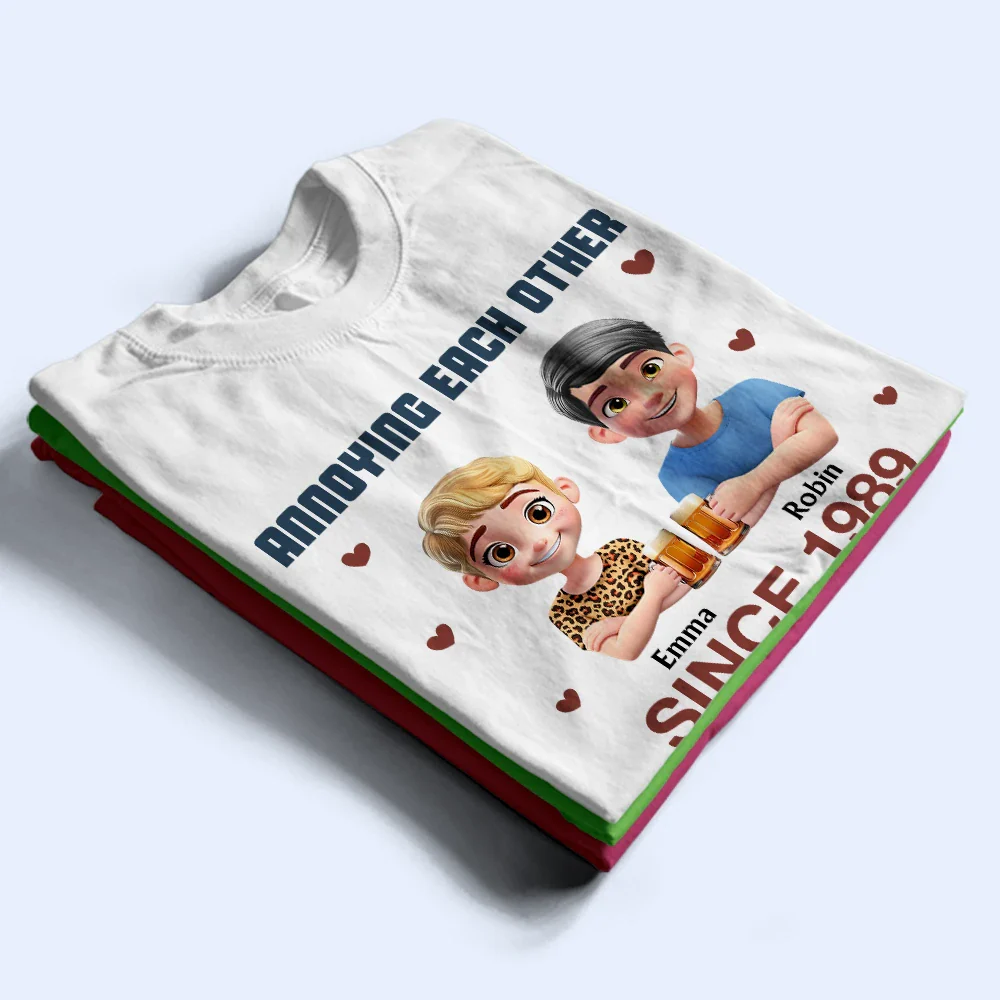 Cross Arms Couple Annoying Each Other - Personalized T Shirt - Image 2