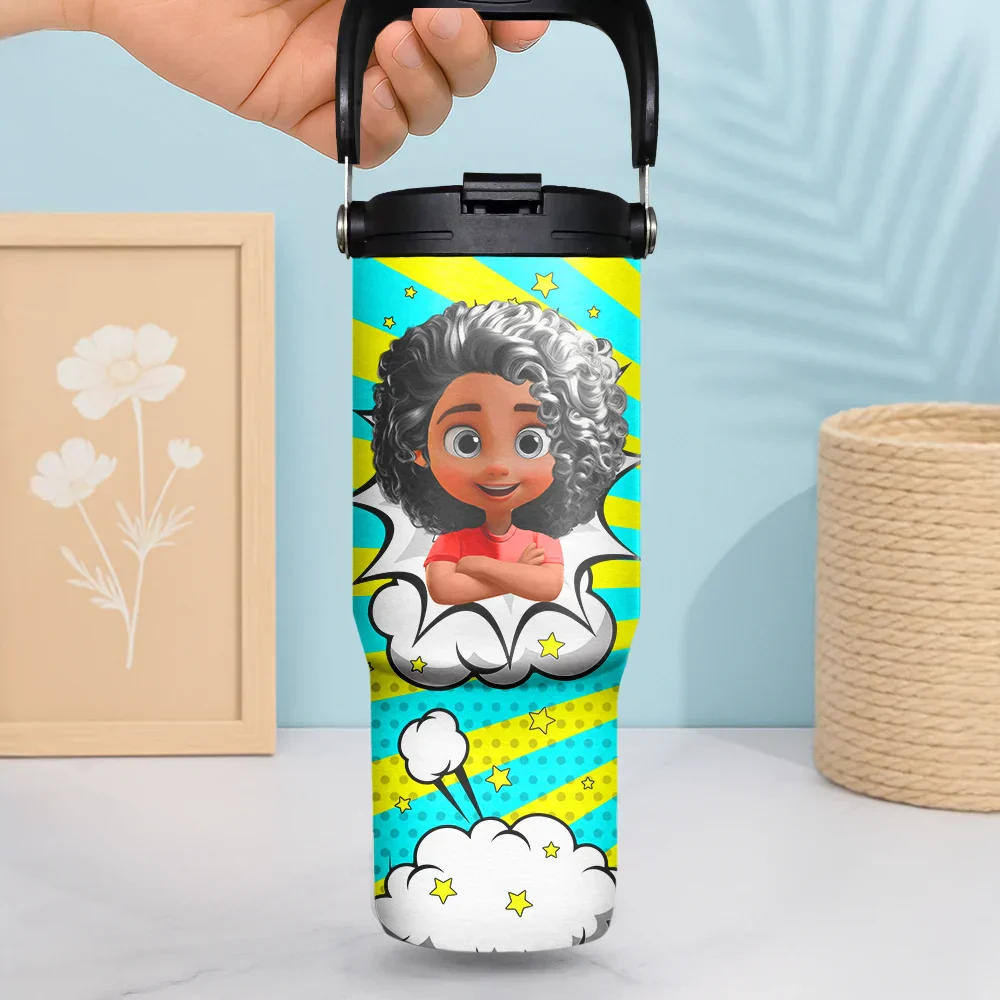 Crossed Arms Kid With Name - Personalized 30oz Tumbler With Handle - Image 2