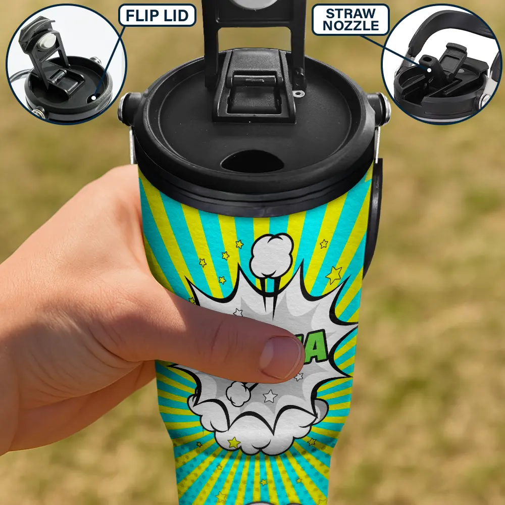 Crossed Arms Kid With Name - Personalized 30oz Tumbler With Handle - Image 4