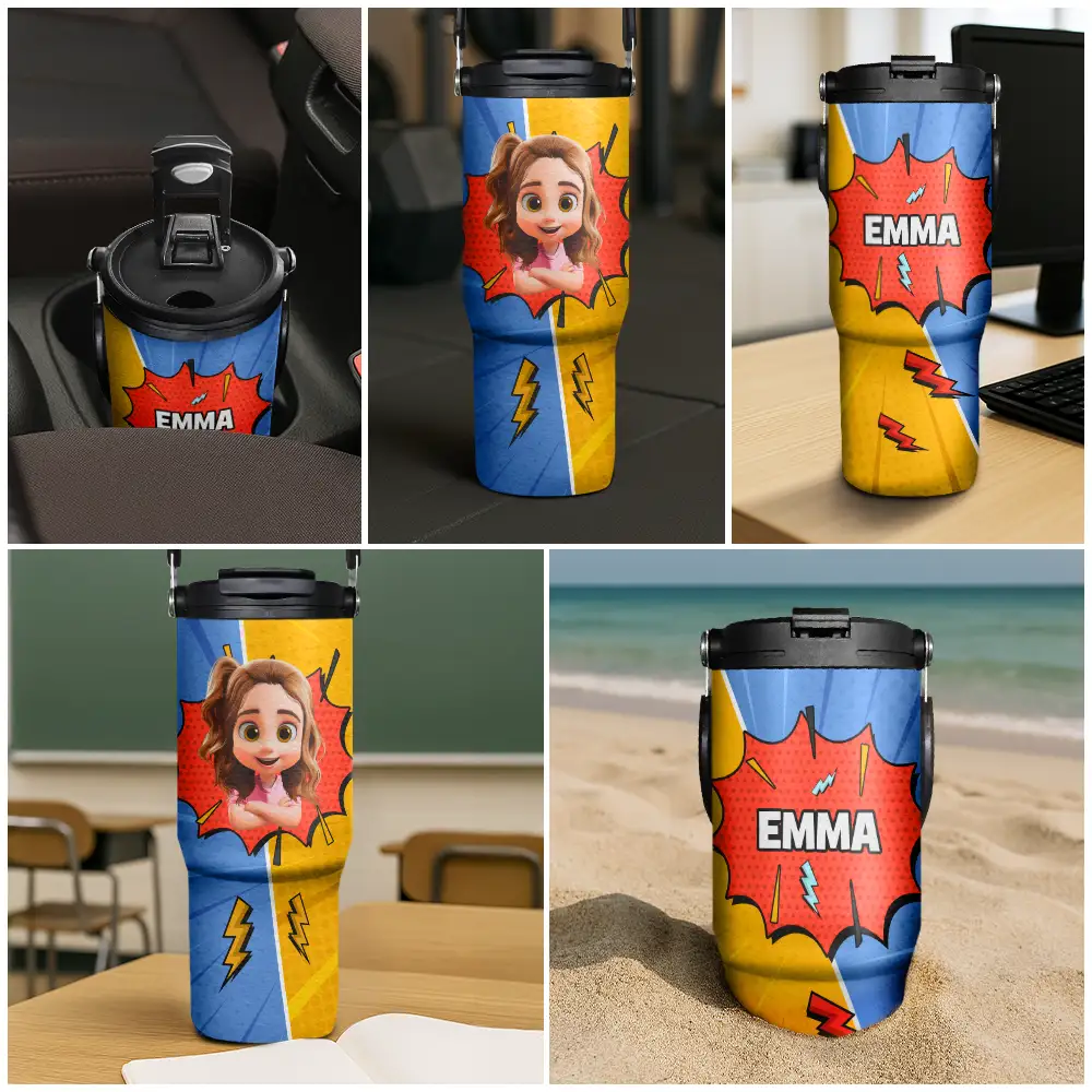 Crossed Arms Kid With Name - Personalized 30oz Tumbler With Handle - Image 6