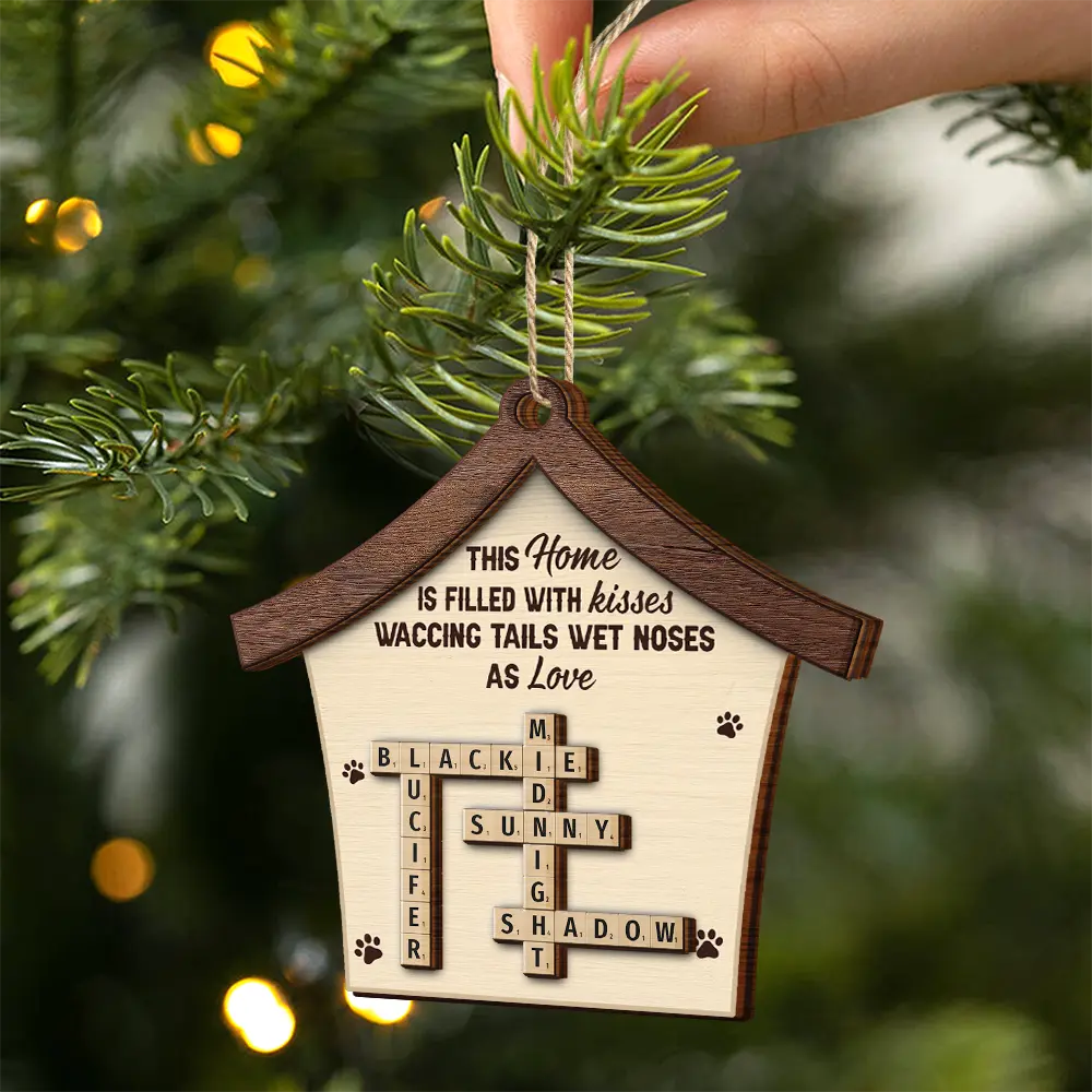 Crossword A House Is Not A Home Without Paw Prints - Personalized 2-Layered Wooden Ornament - Image 3
