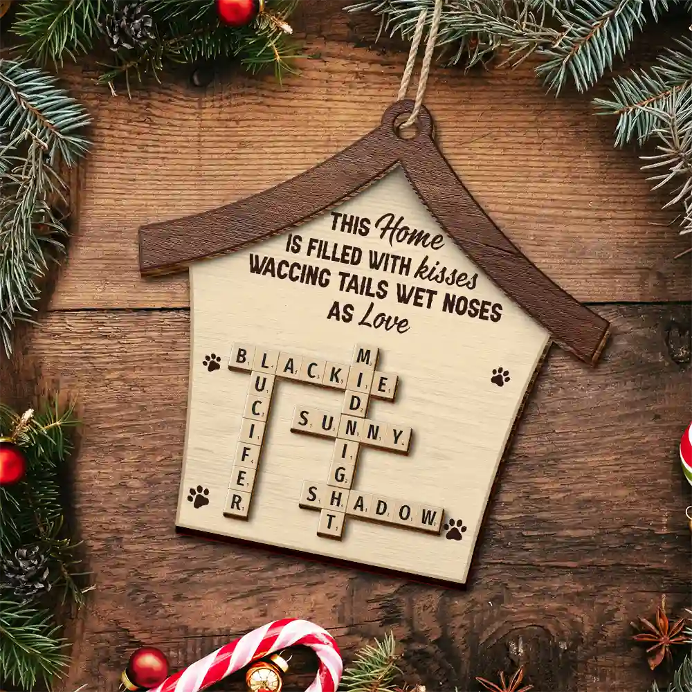 Crossword A House Is Not A Home Without Paw Prints - Personalized 2-Layered Wooden Ornament - Image 5