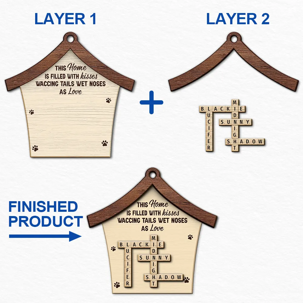 Crossword A House Is Not A Home Without Paw Prints - Personalized 2-Layered Wooden Ornament - Image 7