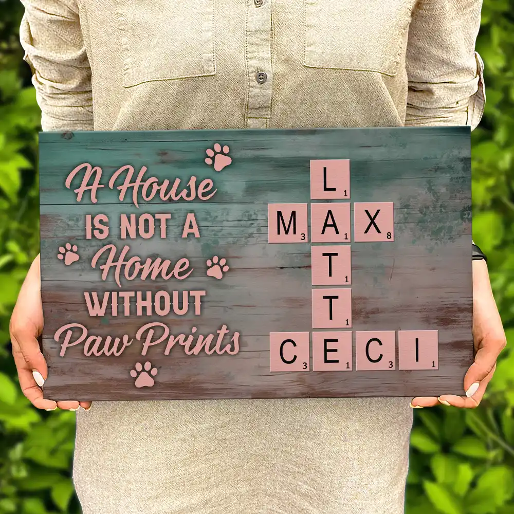 Crossword A House Is Not A Home Without Pawprints Scrabble - Personalized Wood Rectangle Sign - Image 5