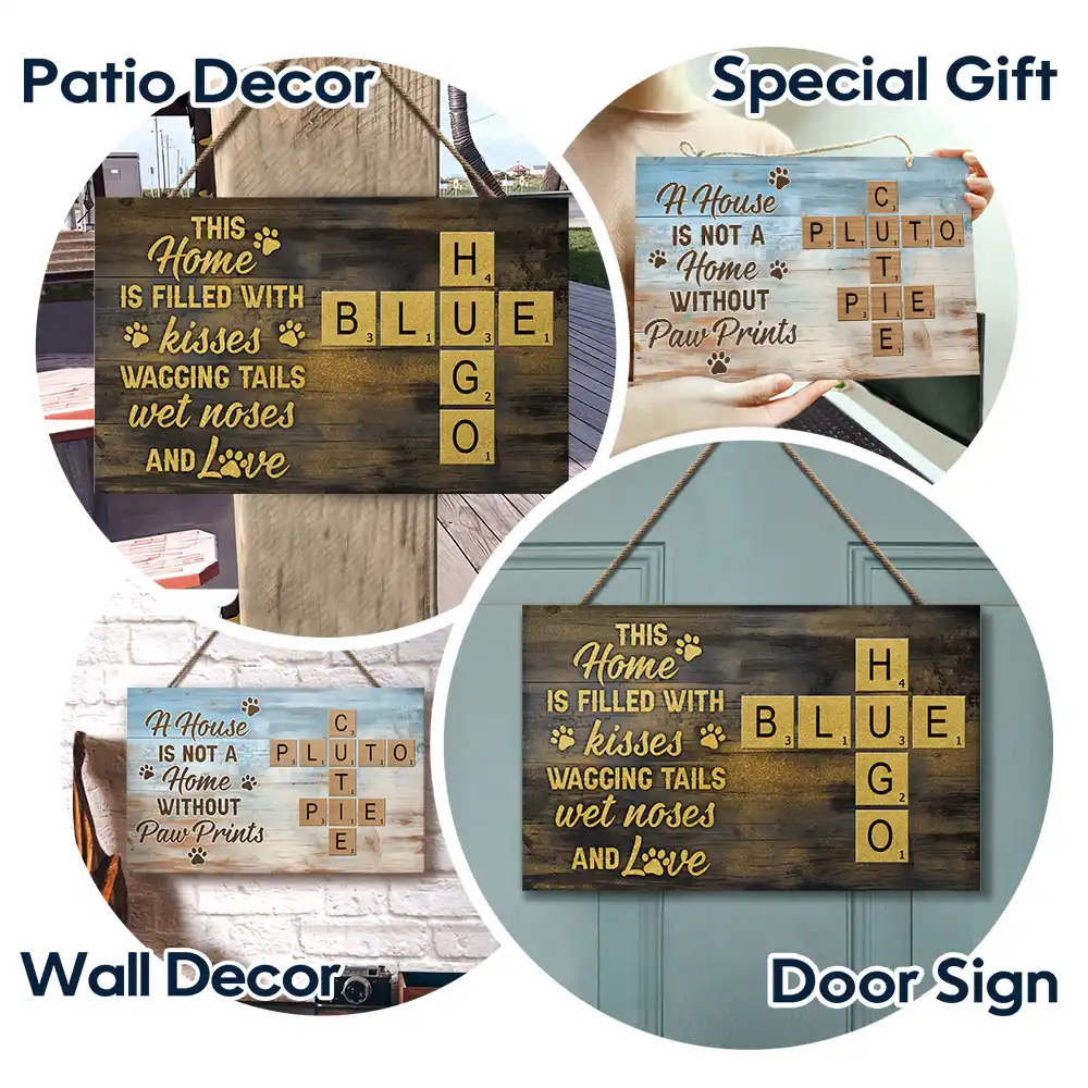 Crossword A House Is Not A Home Without Pawprints Scrabble - Personalized Wood Rectangle Sign - Image 7