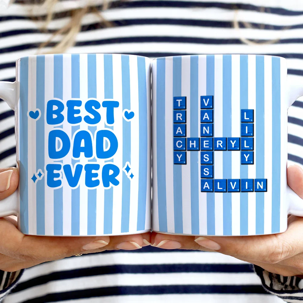 Crossword Best Dad Mom Grandpa Grandma Ever - Personalized White Edge-to-Edge Mug - Image 3