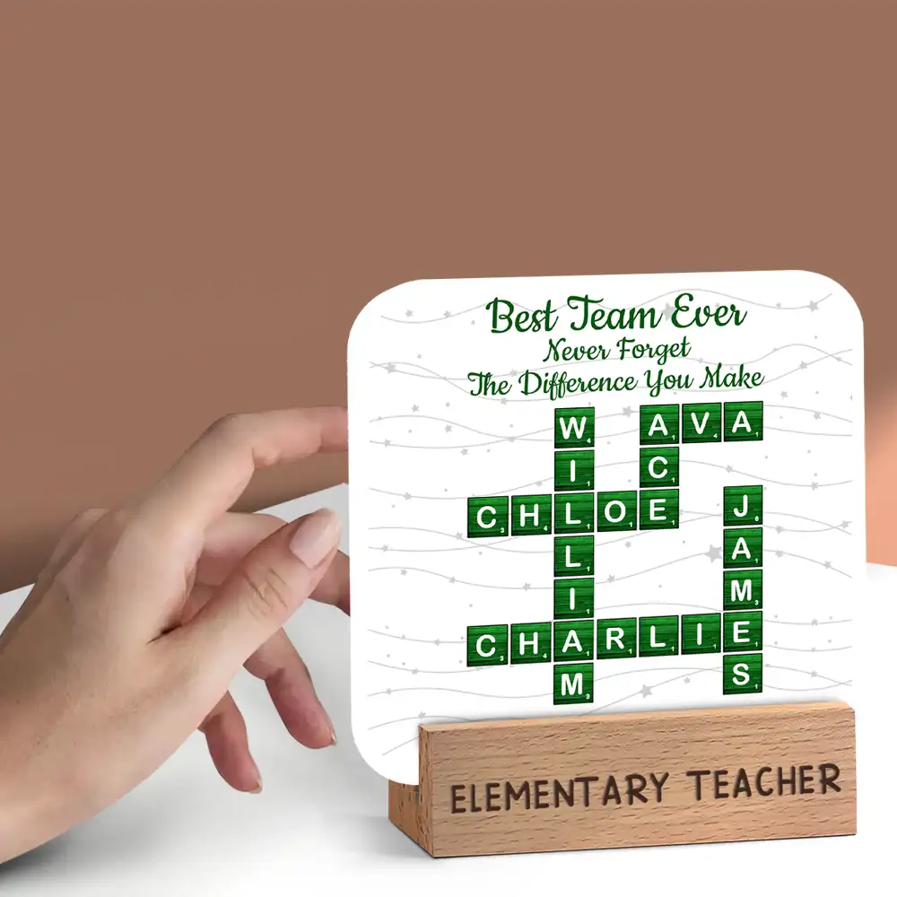 Crossword Best Team Ever - Personalized Calendar With Wooden Stand - Image 4
