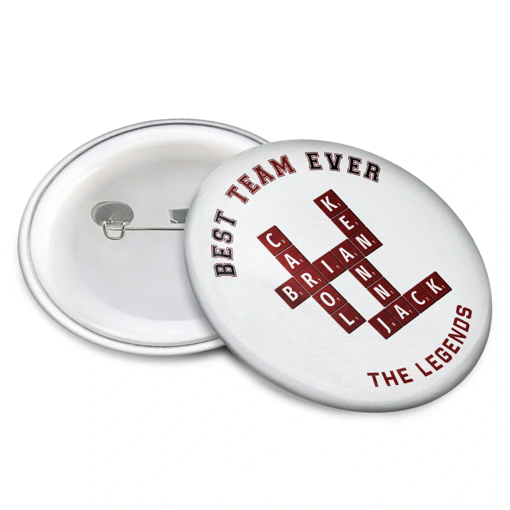 Crossword Best Team Ever Scrabble Name - Personalized Plastic Pinback Button - Image 3